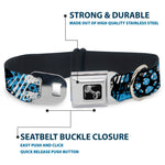 Dog Bone Seatbelt Buckle Collar - Grunge Gears Blue