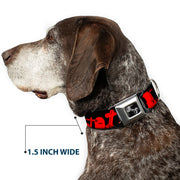 Dog Bone Seatbelt Buckle Collar - Graveyard Black/Red