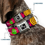 Dog Bone Seatbelt Buckle Collar - Green Dragons Smoking Purple