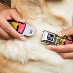 Dog Bone Seatbelt Buckle Collar - Gummy Bears Cartoon Black/Red/Yellow/Green