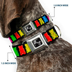 Dog Bone Seatbelt Buckle Collar - Gummy Bears Black/Multi Color