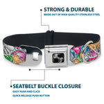 Dog Bone Seatbelt Buckle Collar - Gems Stacked Multi Color