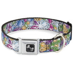 Dog Bone Seatbelt Buckle Collar - Gems Stacked Multi Color