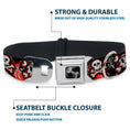Load image into Gallery viewer, Dog Bone Seatbelt Buckle Collar - Girlie Skull Black/Red