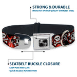 Dog Bone Seatbelt Buckle Collar - Girlie Skull Black/Red