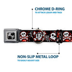 Dog Bone Seatbelt Buckle Collar - Girlie Skull Black/Red