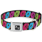 Dog Bone Seatbelt Buckle Collar - Glaze Donut Expressions Black