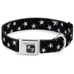 Dog Bone Seatbelt Buckle Collar - Glowing Stars in Space Black/Purple/White