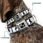 Dog Bone Seatbelt Buckle Collar - Girls Posing Film Strip White/Black