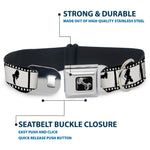 Dog Bone Seatbelt Buckle Collar - Girls Posing Film Strip White/Black