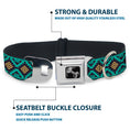 Load image into Gallery viewer, Dog Bone Seatbelt Buckle Collar - Geometric6 Navy/Turquoise/Gold
