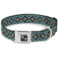 Load image into Gallery viewer, Dog Bone Seatbelt Buckle Collar - Geometric6 Navy/Turquoise/Gold