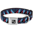 Load image into Gallery viewer, Dog Bone Seatbelt Buckle Collar - Geometric Peaks Blues/Purple/Red