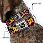 Dog Bone Seatbelt Buckle Collar - Geometric Sunburst Black/Pink/Yellow/Blue