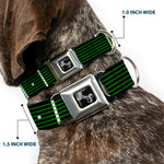 Dog Bone Seatbelt Buckle Collar - Guitar Neck Black/White/Lime Green
