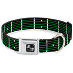 Dog Bone Seatbelt Buckle Collar - Guitar Neck Black/White/Lime Green