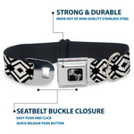 Dog Bone Seatbelt Buckle Collar - Geometric Diamond2 Black/White/Black