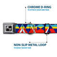 Load image into Gallery viewer, Dog Bone Seatbelt Buckle Collar - Geometric Triangles/Stripe Red/White/Blues/Yellow