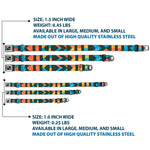 Dog Bone Seatbelt Buckle Collar - Geometric8 Charcoal/Orange/Gold/Blue