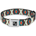 Load image into Gallery viewer, Dog Bone Seatbelt Buckle Collar - Geometric Diamonds Grays/Red/Turquoise
