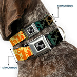 Dog Bone Seatbelt Buckle Collar - Geometric Transition Blues/Reds/Orange/Yellows