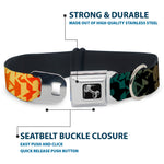 Dog Bone Seatbelt Buckle Collar - Geometric Transition Blues/Reds/Orange/Yellows