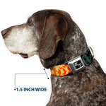 Dog Bone Seatbelt Buckle Collar - Geometric Transition Blues/Reds/Orange/Yellows