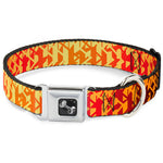 Dog Bone Seatbelt Buckle Collar - Geometric Transition Blues/Reds/Orange/Yellows