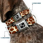 Dog Bone Seatbelt Buckle Collar - Giraffe Spots2 Cream/Brown