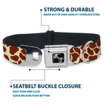 Dog Bone Seatbelt Buckle Collar - Giraffe Spots2 Cream/Brown