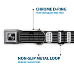 Dog Bone Seatbelt Buckle Collar - Guitar Neck Black/White