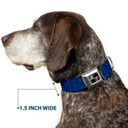 Dog Bone Black/Silver Seatbelt Buckle Collar - Golfing Silhouettes Collage Blues