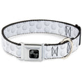 Load image into Gallery viewer, Dog Bone Black/Silver Seatbelt Buckle Collar - Golf Ball Dimples Whites