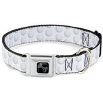 Dog Bone Black/Silver Seatbelt Buckle Collar - Golf Ball Dimples Whites