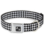 Dog Bone Seatbelt Buckle Collar - Houndstooth Black/White
