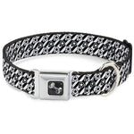 Dog Bone Seatbelt Buckle Collar - Houndstooth Star Black/White