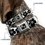 Dog Bone Seatbelt Buckle Collar - Hibiscus White/Black