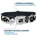 Dog Bone Seatbelt Buckle Collar - Hibiscus White/Black