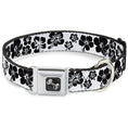 Load image into Gallery viewer, Dog Bone Seatbelt Buckle Collar - Hibiscus White/Black