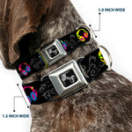 Dog Bone Seatbelt Buckle Collar - Headphones Curls Black/Gray/Neon