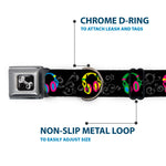 Dog Bone Seatbelt Buckle Collar - Headphones Curls Black/Gray/Neon