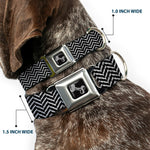 Dog Bone Seatbelt Buckle Collar - Herringbone Jagged Black/White
