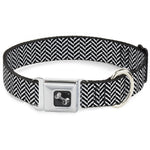 Dog Bone Seatbelt Buckle Collar - Herringbone Jagged Black/White