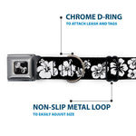 Dog Bone Seatbelt Buckle Collar - Hibiscus Black/White