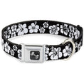 Load image into Gallery viewer, Dog Bone Seatbelt Buckle Collar - Hibiscus Black/White