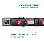 Dog Bone Seatbelt Buckle Collar - Hot Beat Bot Pink