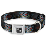 Dog Bone Seatbelt Buckle Collar - High Voltage Skull