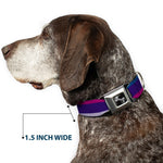 Dog Bone Seatbelt Buckle Collar - Hash Mark Stripe Navy/Turquoise/Fuchsia/White