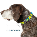Dog Bone Seatbelt Buckle Collar - HATERS GONNA HATE Turquoise/Yellow