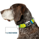 Dog Bone Seatbelt Buckle Collar - HATERS GONNA HATE Turquoise/Yellow